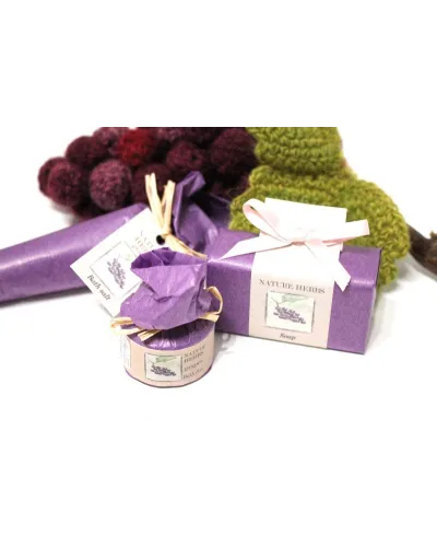 Bath gift set: soaps, bath bombs, bath salts with natural ingredients