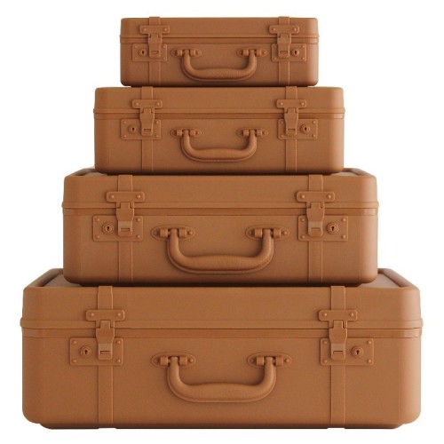 valigia portaoggetti impilabile contenitore compatto in 4 misure camel