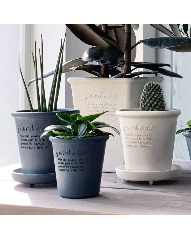 vaso Hachiman in plastica con sottovaso per piante e fiori