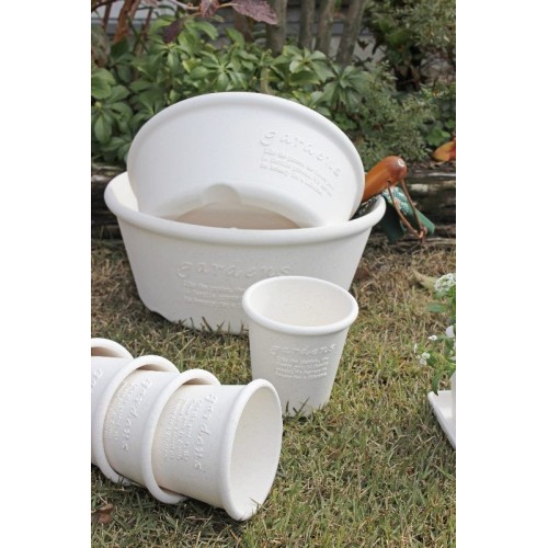 Round pot and plastic saucer for indoor and outdoor garden