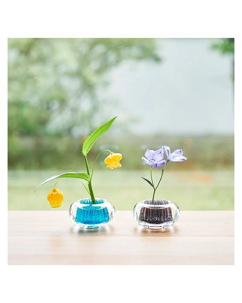 compact glass flower vase