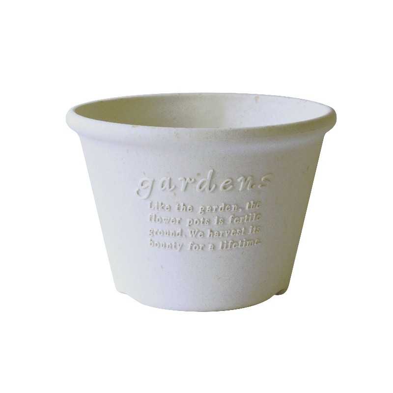 Round colored plastic pot for garden plants and flowers
