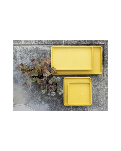 sottovaso forma quadrata o rettangolare in plastica per vasi giardino