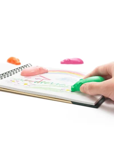 set of 6 gradation colors wax crayons in the shape of a hippopotamus