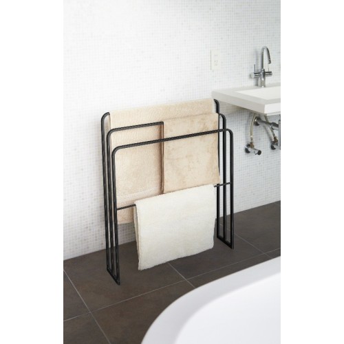 Porta-asciugamani nero in metallo con 3 barre