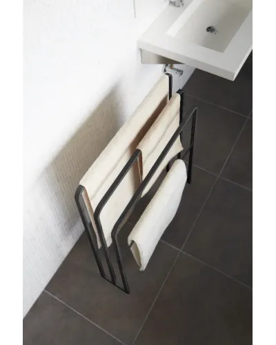 Porta-asciugamani nero in metallo con 3 barre