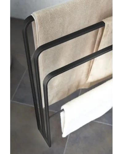 Porta-asciugamani nero in metallo con 3 barre