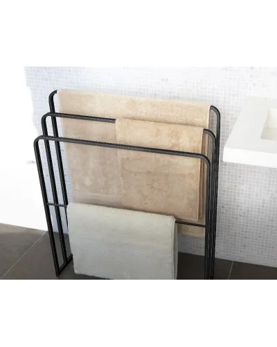 Porta-asciugamani nero in metallo con 3 barre