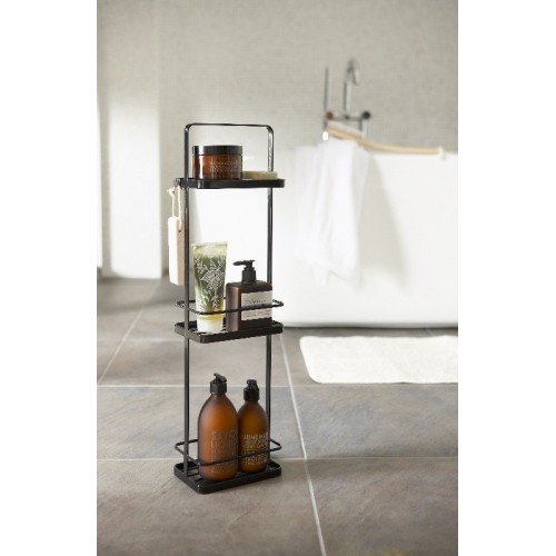 elegant slim compact object holder with 3 shelves with hooks