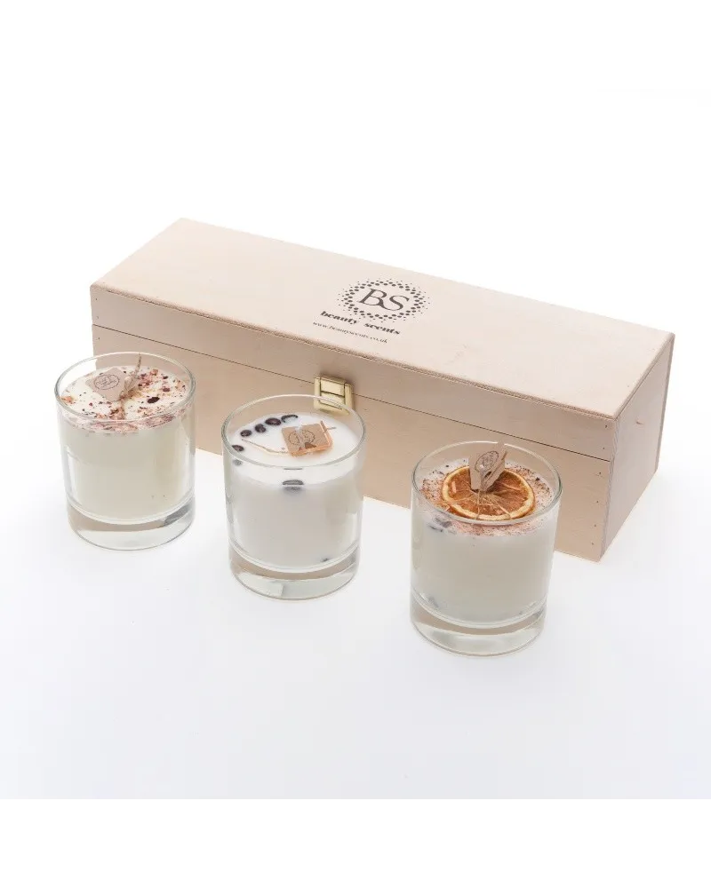 gift set of eco-friendly handcrafted candles in soy wax
