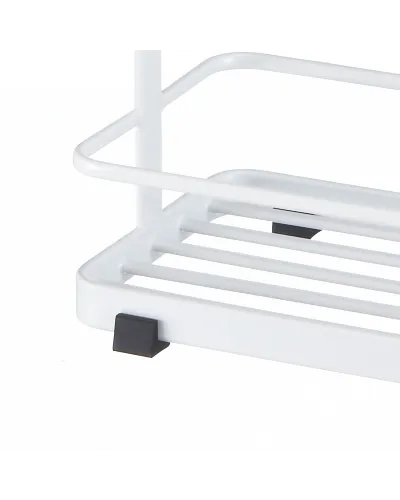 porta oggetti compatto elegante a 2 ripiani con ganci colore bianco