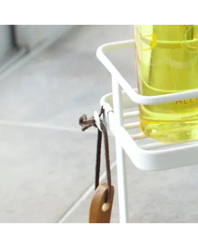 elegant compact bathroom rack with 2 shelves with hooks