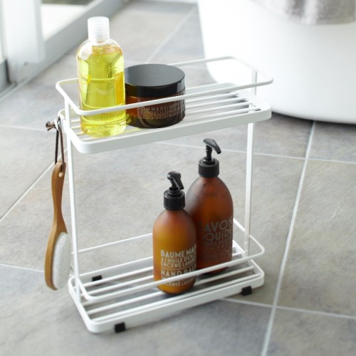 elegant compact object holder with 2 shelves with hooks