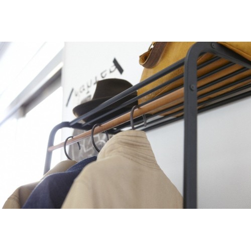 space saving coat hanger with shelf