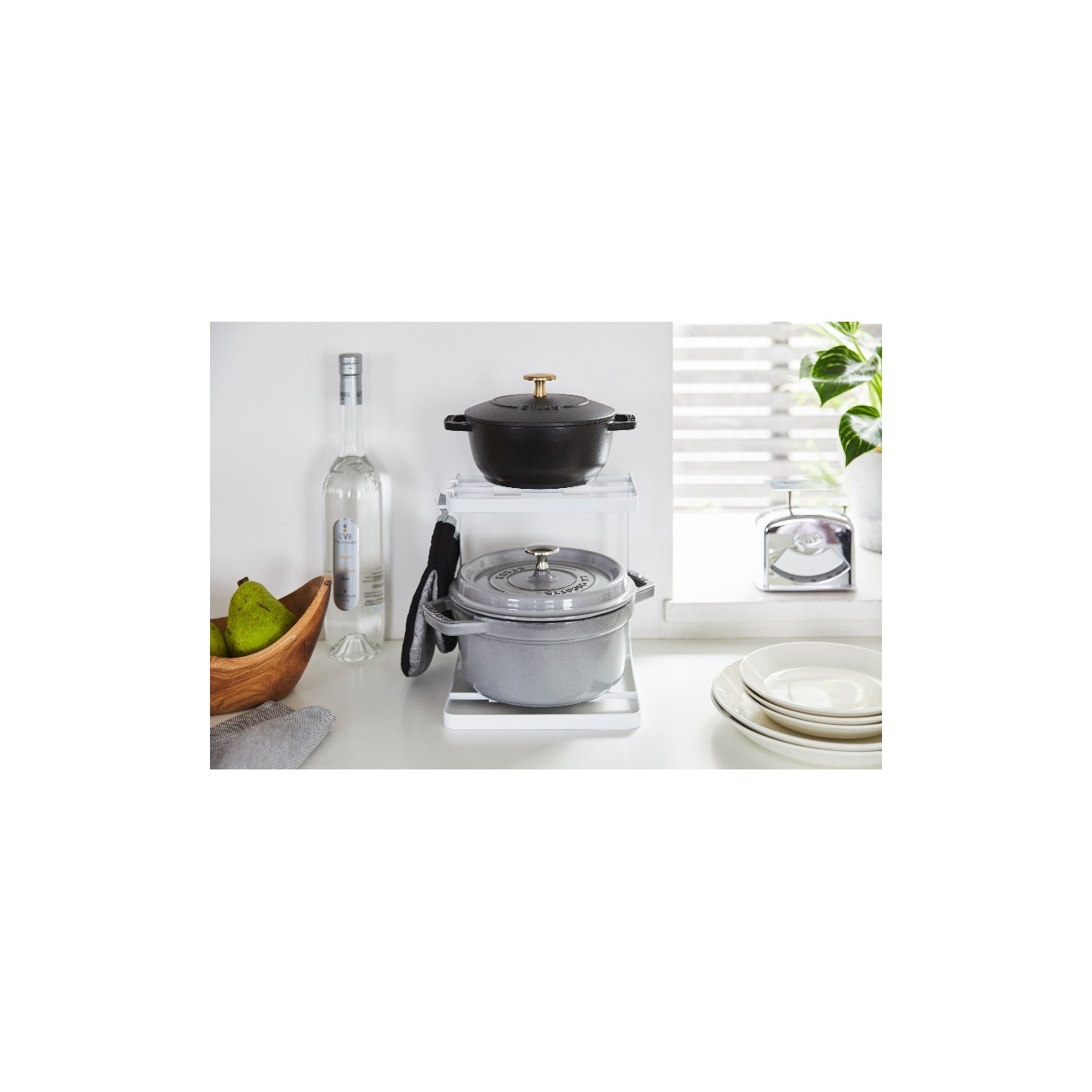 2 Tier Kitchen Pot Rack Storage Organizer for Countertop