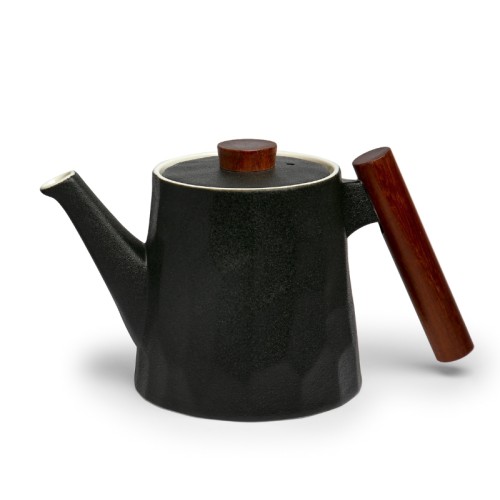 teapot in artisanal fine bone china porcelain black color