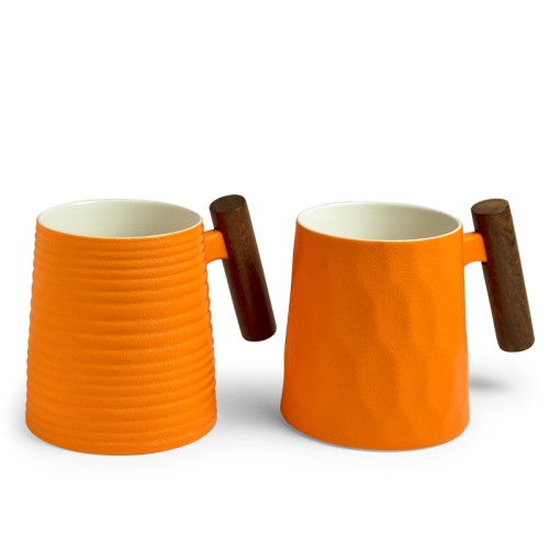 tazze in porcellana fine bone china colore arancio