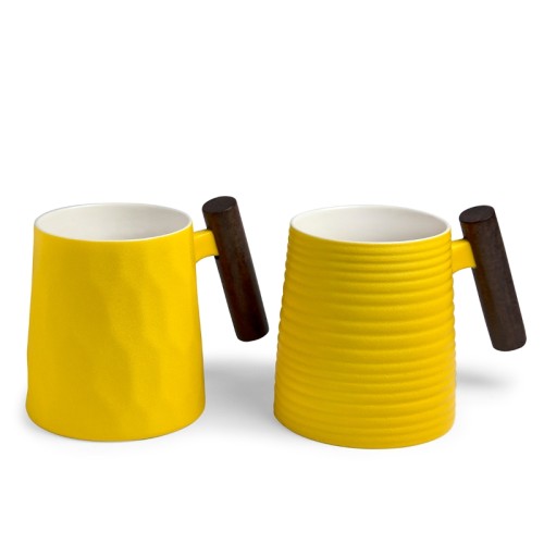 tazze in porcellana fine bone china colore giallo