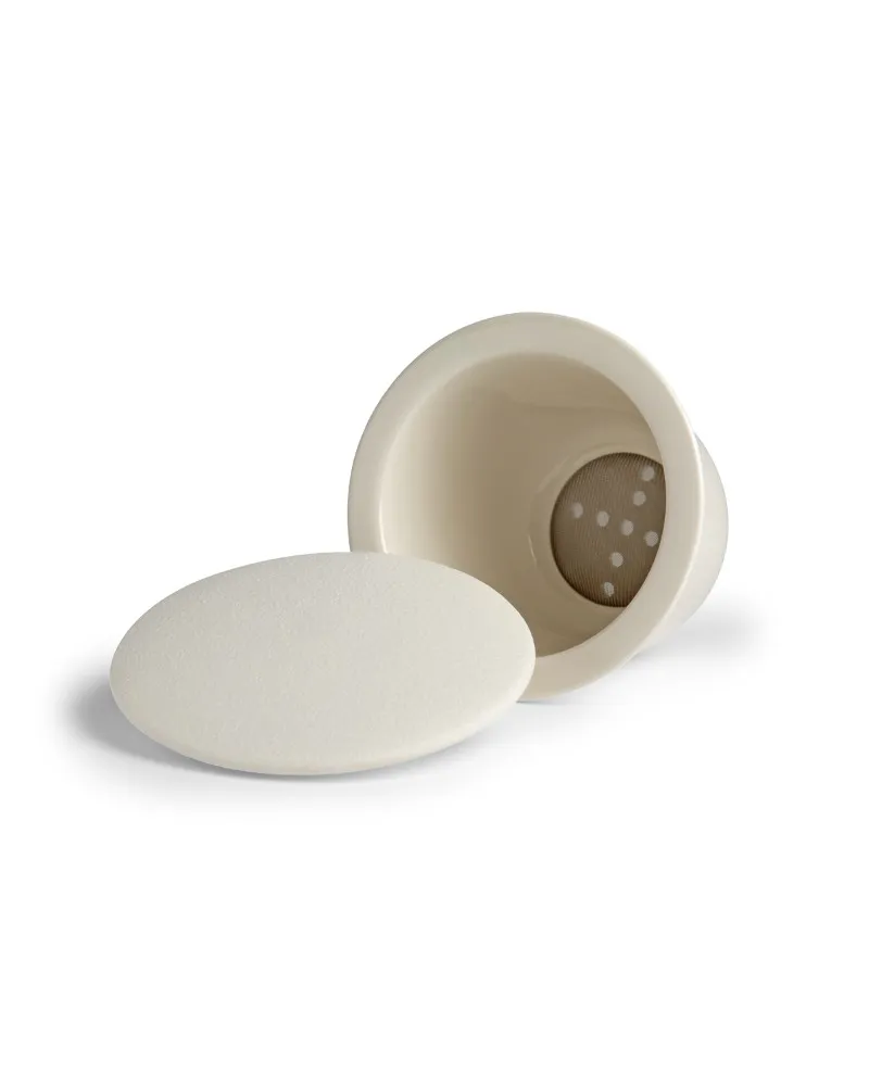 filtro e coperchio in porcellana fine bone china bianco