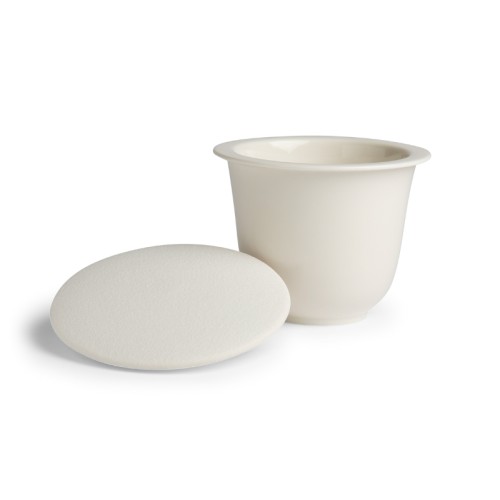 filtro e coperchio in porcellana fine bone china bianco