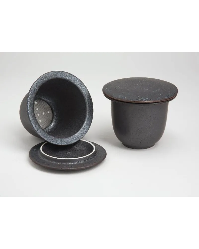 filtro e coperchio in porcellana fine bone china nero