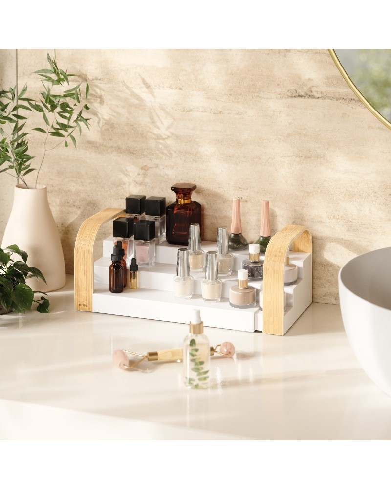 Scaffale Angolare In Bambù 25.5x25.5x23.8cm - Organizzatore Cucina Salvaspazio Per Spezie E Piatti - Foto 6