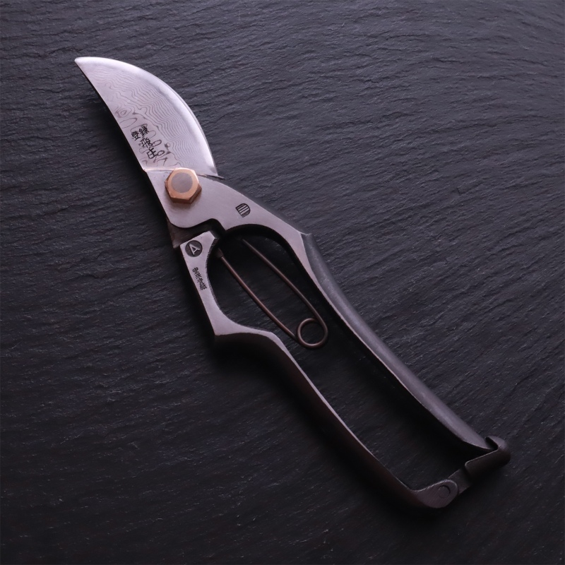 Tobisho professional Japanese pruning shears, A-Type Damascus, 200mm